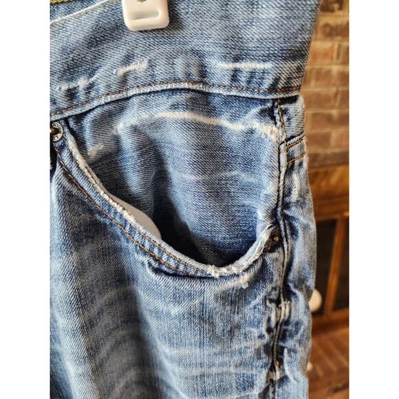 Lucky Brand 455 Relaxed Bootcut Wide Leg Jeans Men's 32X34 Distressed Denim USA - Picture 4 of 14